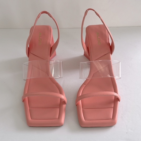 ALDO Eliss Shoes Pink Women's Triangle Chunky Block Heel Sandals Size 8 US NWT - Picture 8 of 10